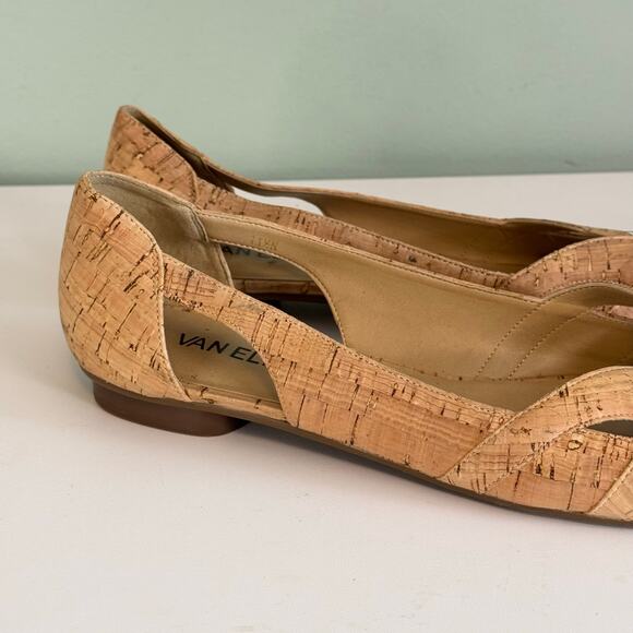 Van Eli Women 11.5 Brown Natural Cork Peep Toe Flat Slip On Casual Cutout Sandal - Picture 12 of 12